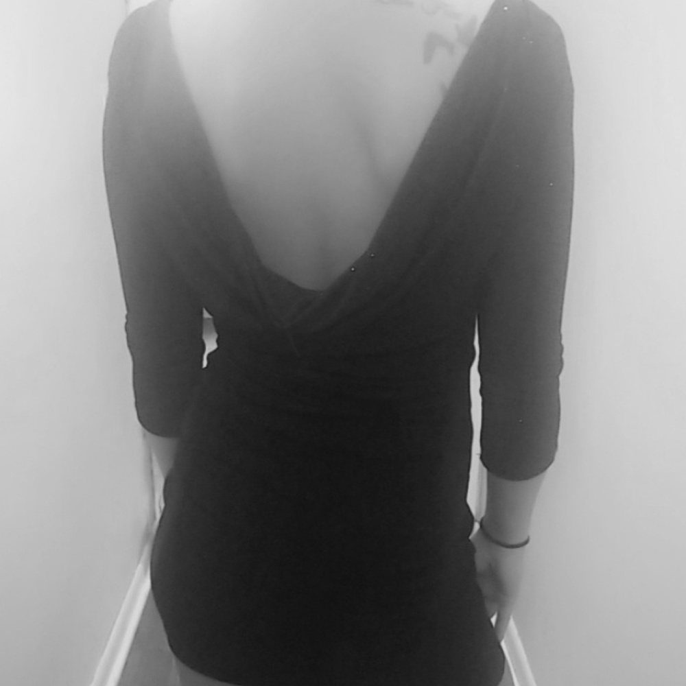 Black open back tight dress